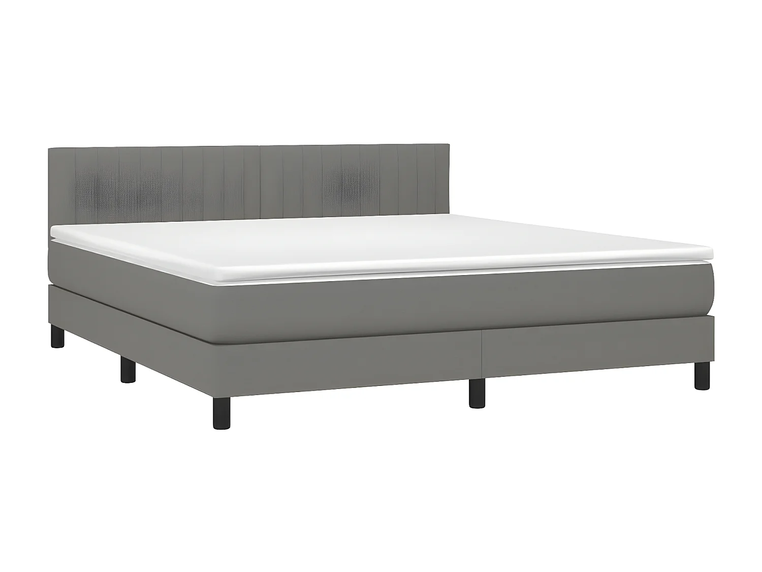 Sommier à lattes de lit et matelas et LED Gris foncé 180x200