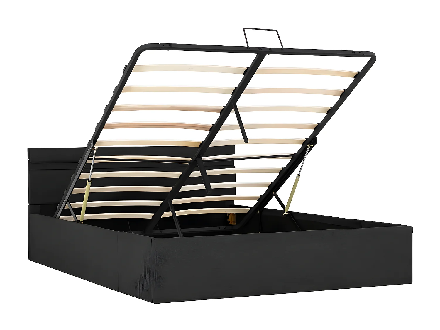 Lit à stockage avec LED Gris foncé Tissu 140x200