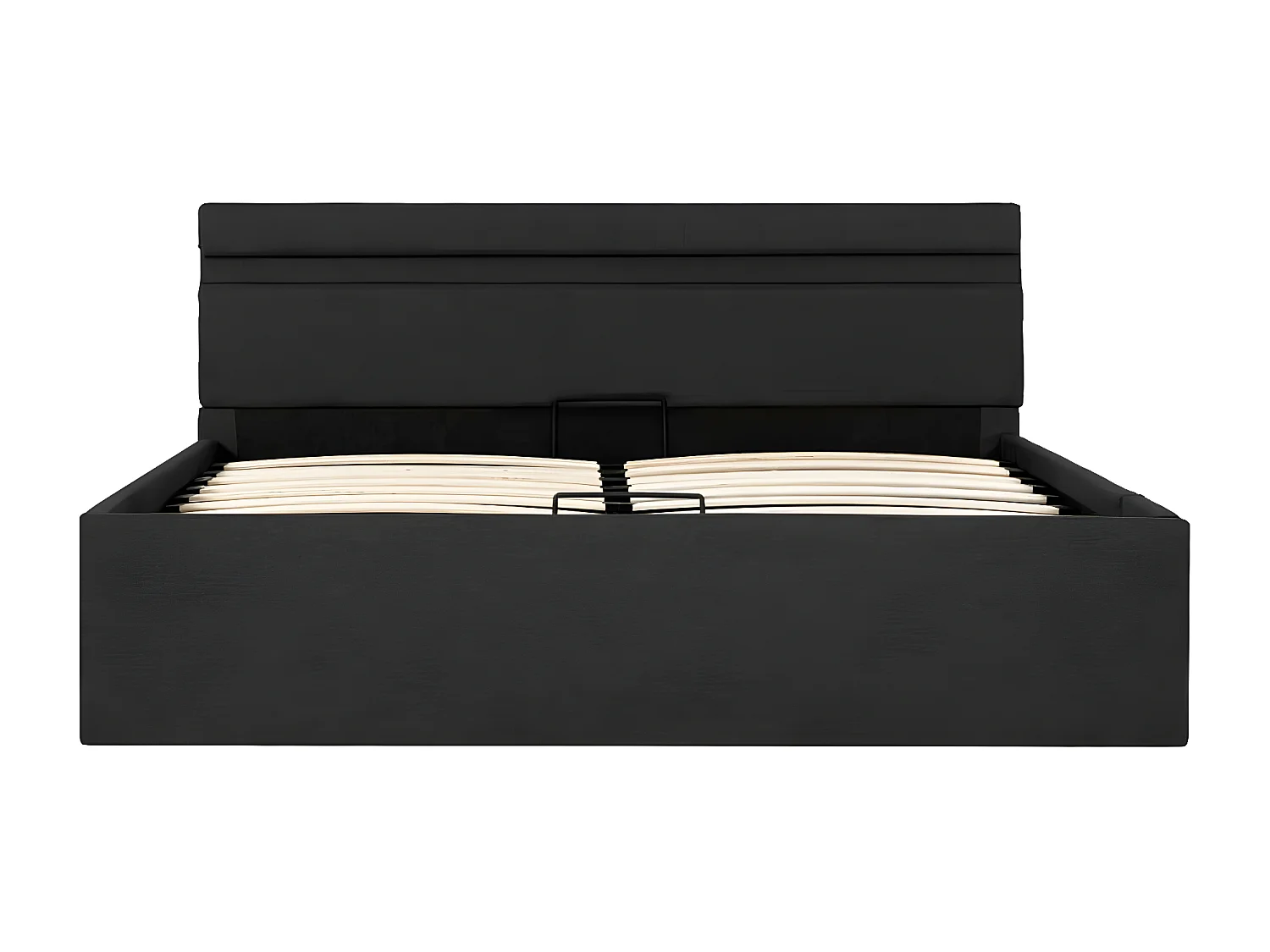 Lit à stockage avec LED Gris foncé Tissu 140x200