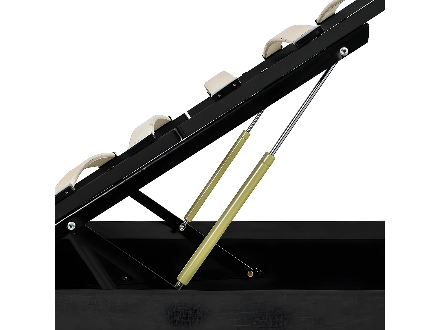 Lit à stockage avec LED Gris foncé Tissu 140x200