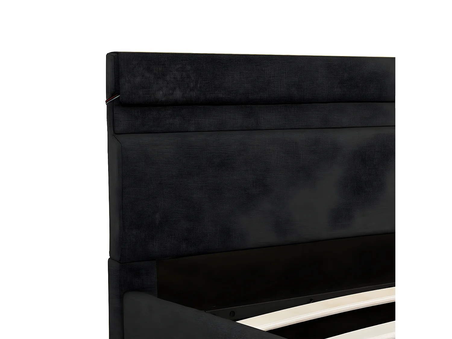 Lit à stockage avec LED Gris foncé Tissu 140x200