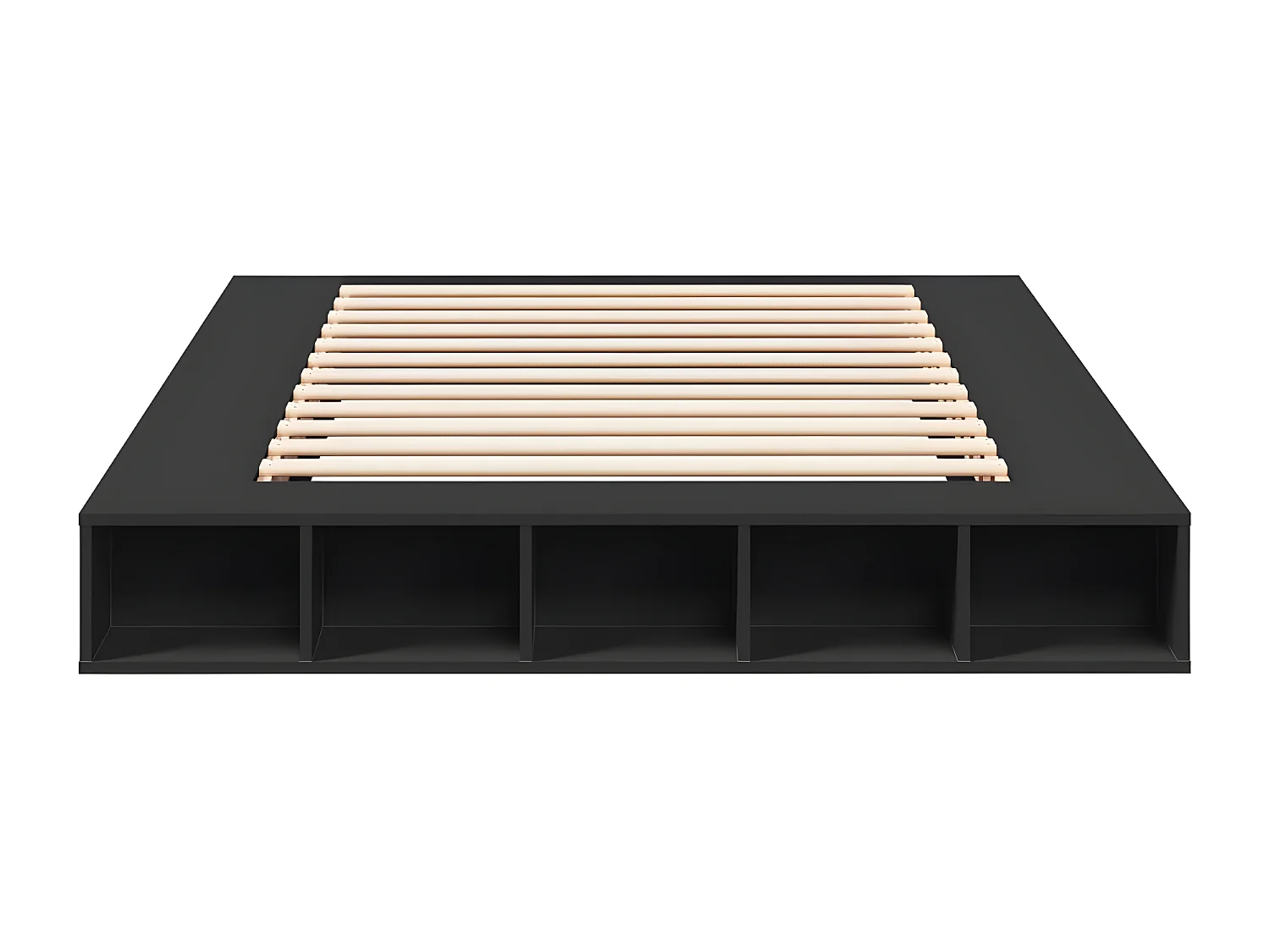 Cadre de lit noir 160x200 bois d'ingénierie