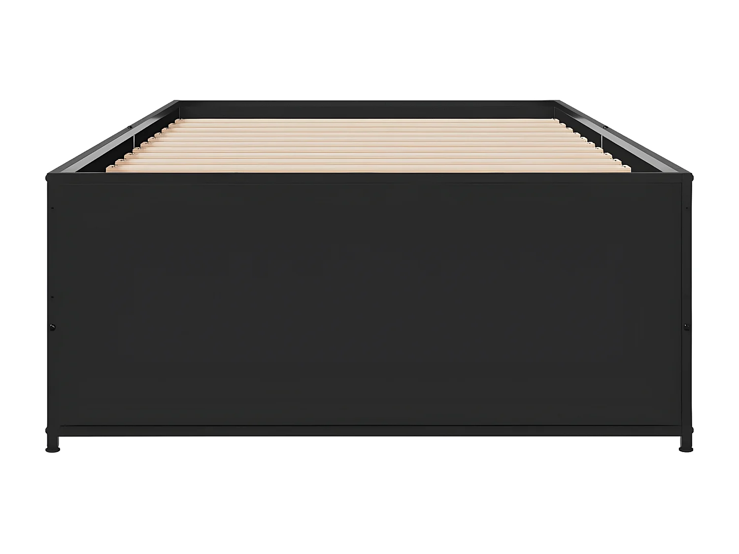 Cadre de lit noir 90x200 bois d'ingénierie et métal
