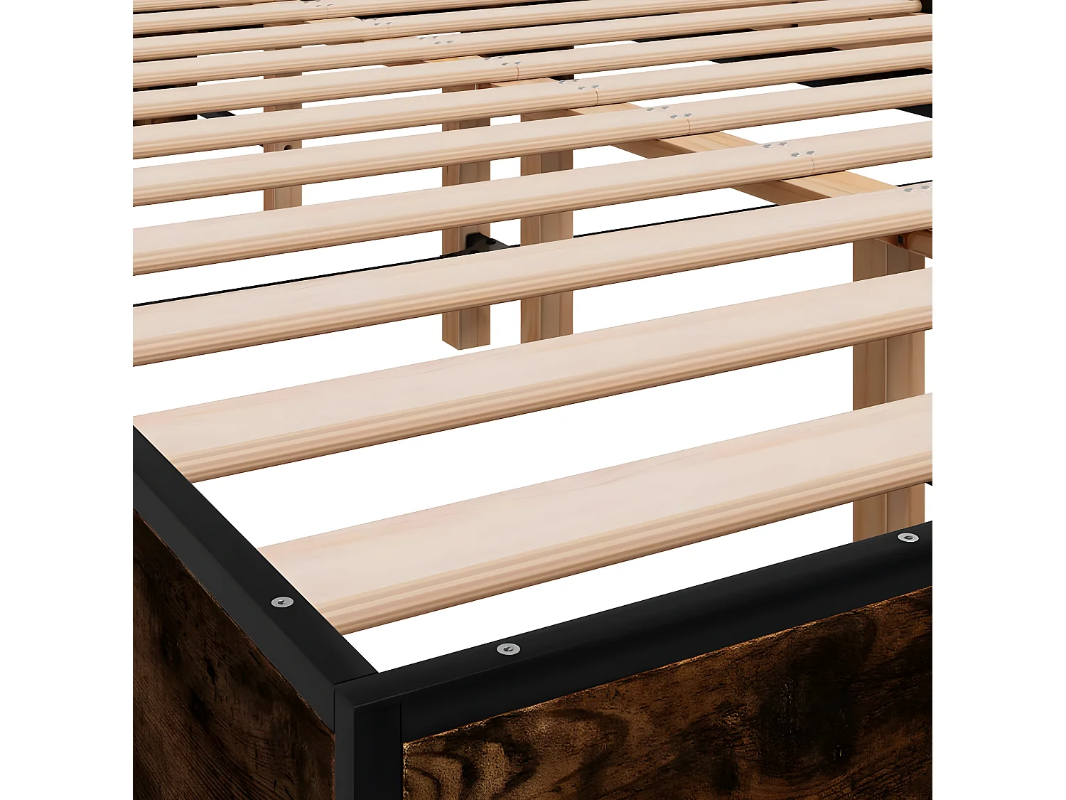 Cadre de lit chêne fumé 140x200 bois d'ingénierie et métal