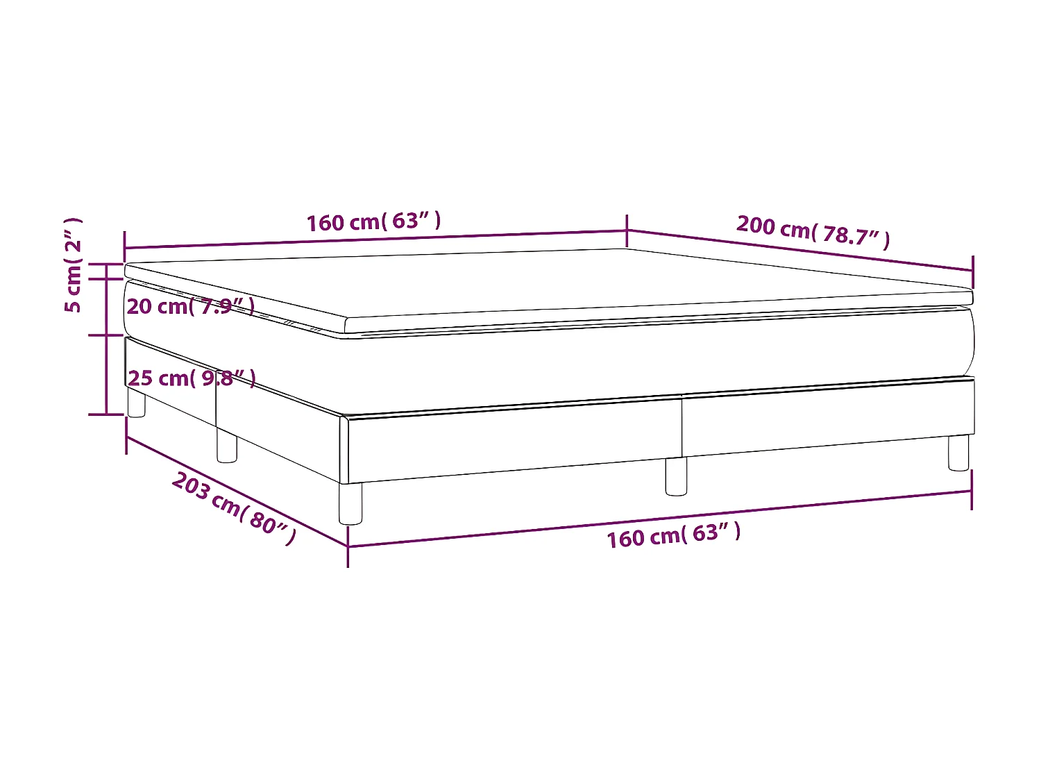 vidaXL Cama box spring con colchón cuero sintético negro 160x200 cm