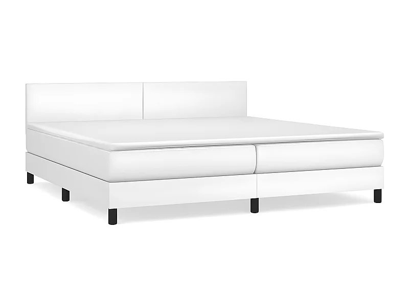 Sommier à lattes de lit avec matelas Blanc 200x200 Similicuir