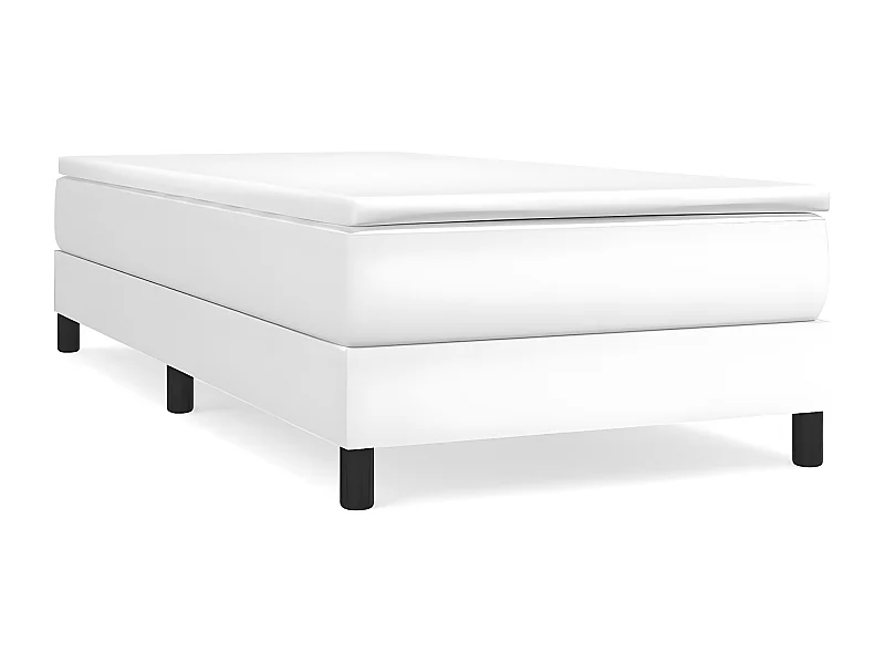 Sommier à lattes de lit avec matelas Blanc 90x190 Similicuir