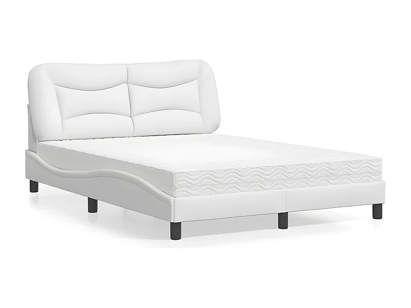 Lit avec matelas blanc 120x200 similicuir
