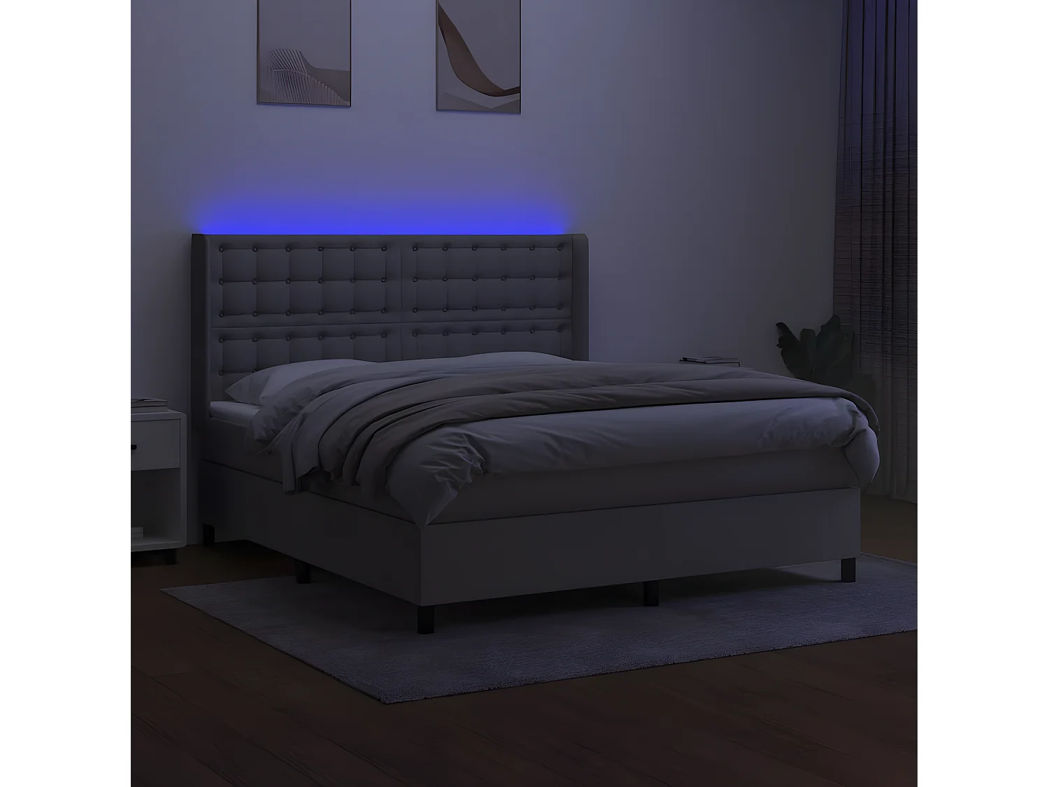 Sommier à lattes de lit matelas LED Gris clair 160x200 Tissu