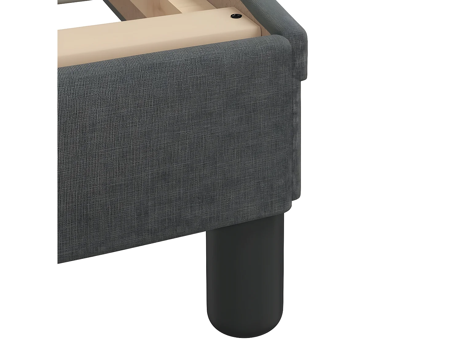 Lit avec matelas gris foncé 90x200 tissu