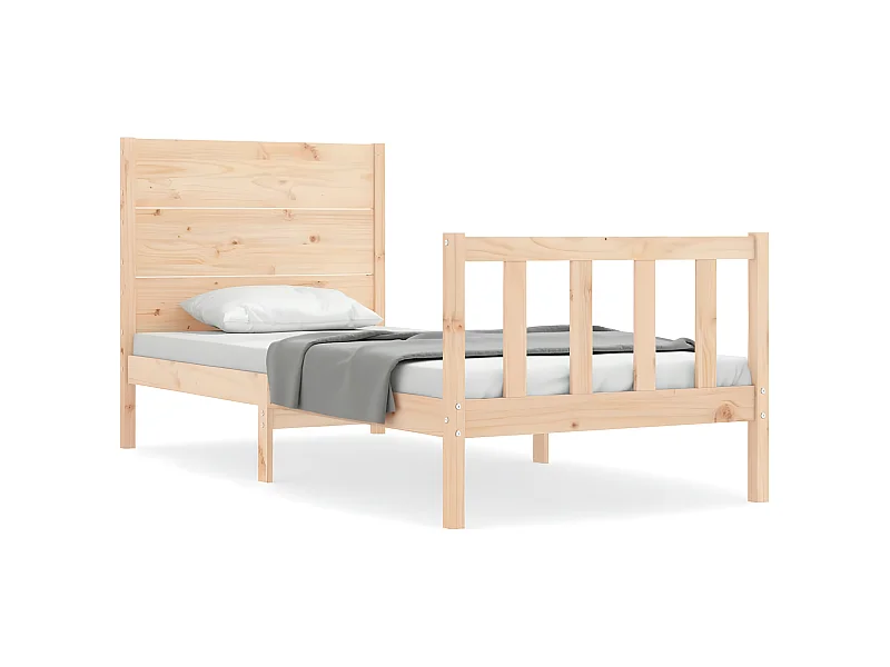 Cadre de lit et tête de lit 100x200 bois massif