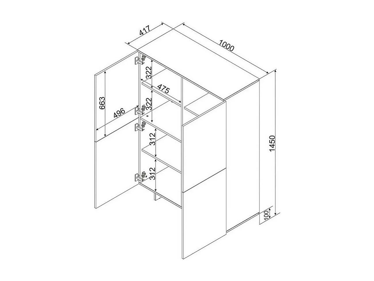 Buffet haut 4 portes beige mat Jude