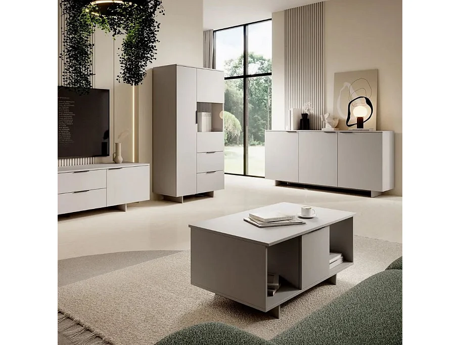 Buffet haut 4 portes beige mat Jude