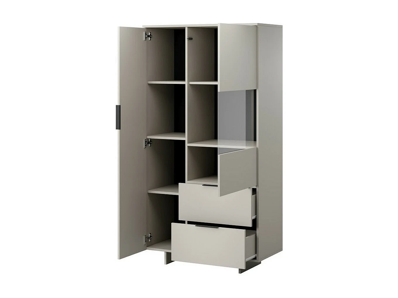 Vitrine beige mat 2 portes 2 tiroirs Jude