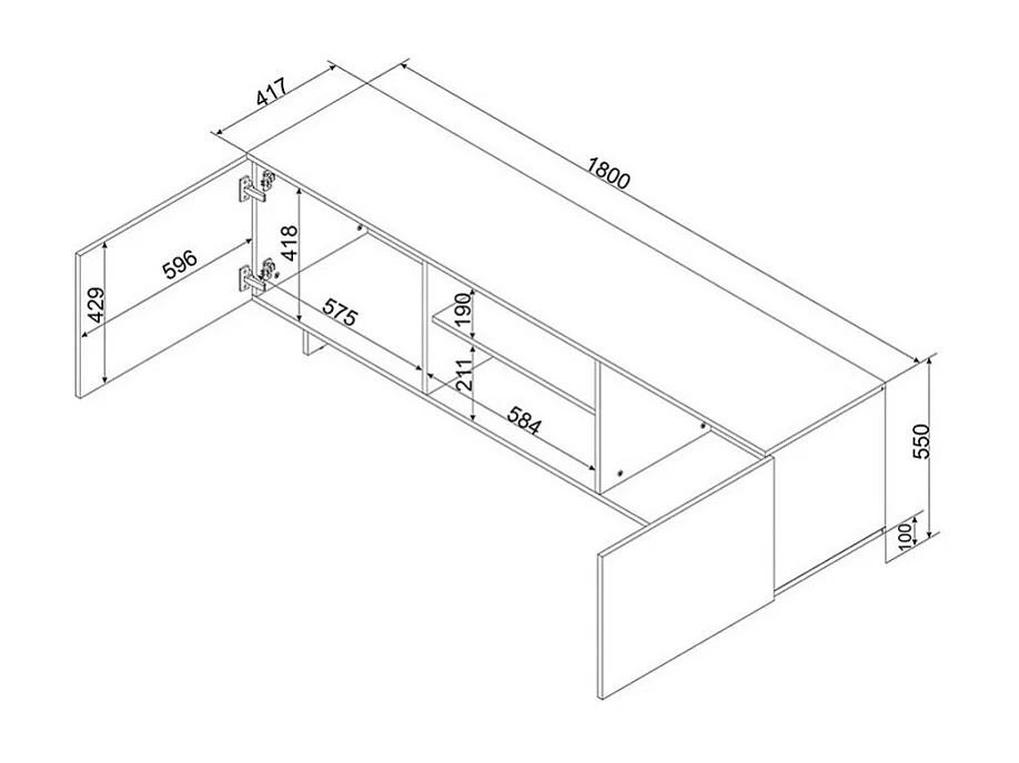 Meuble télé beige mat 180 cm Jude
