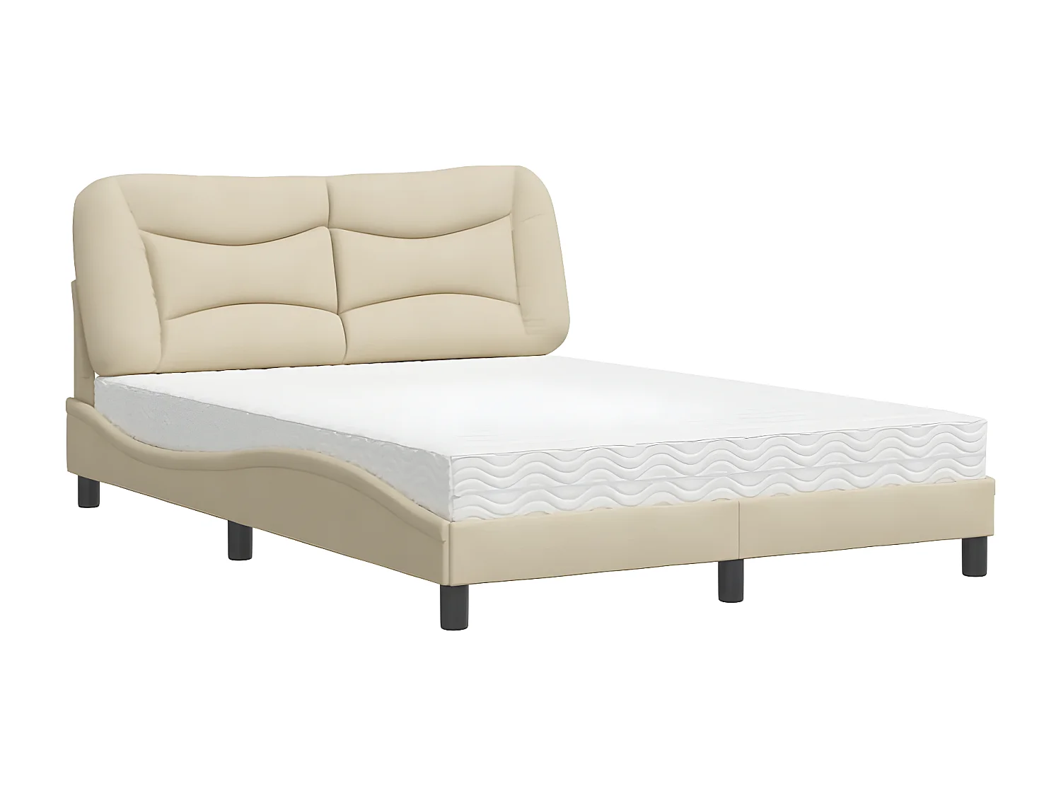 Lit avec matelas crème 120x200 tissu
