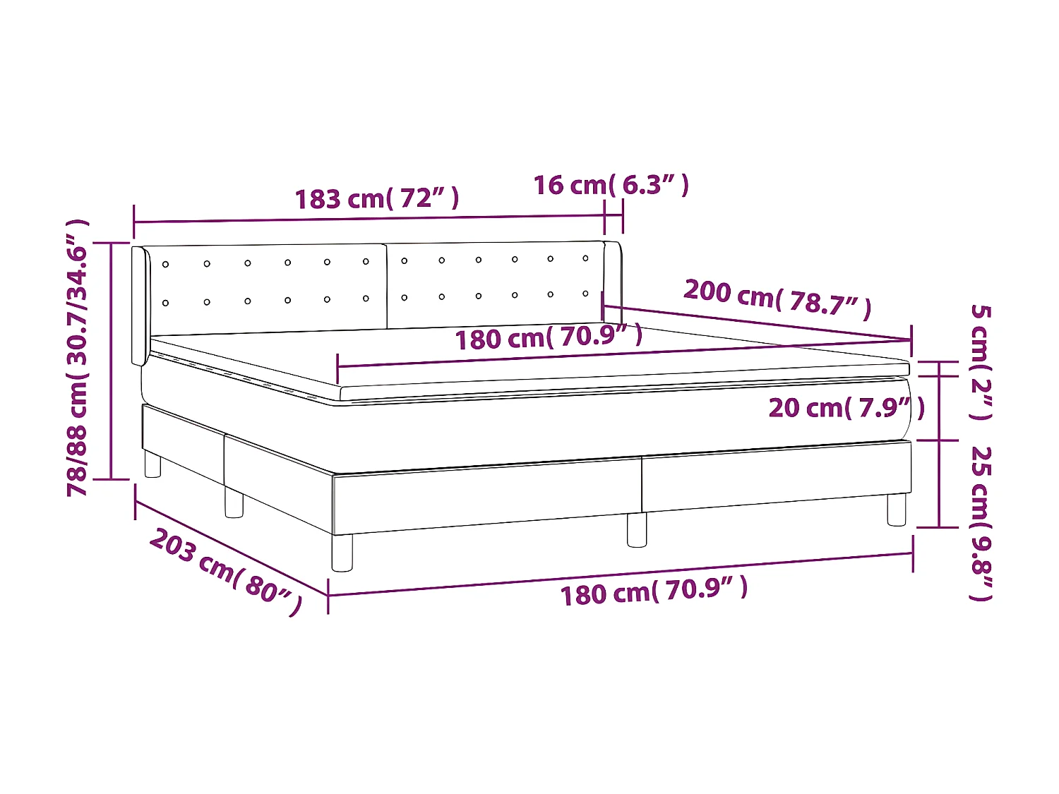 Sommier à lattes de lit avec matelas Crème 180x200 Tissu