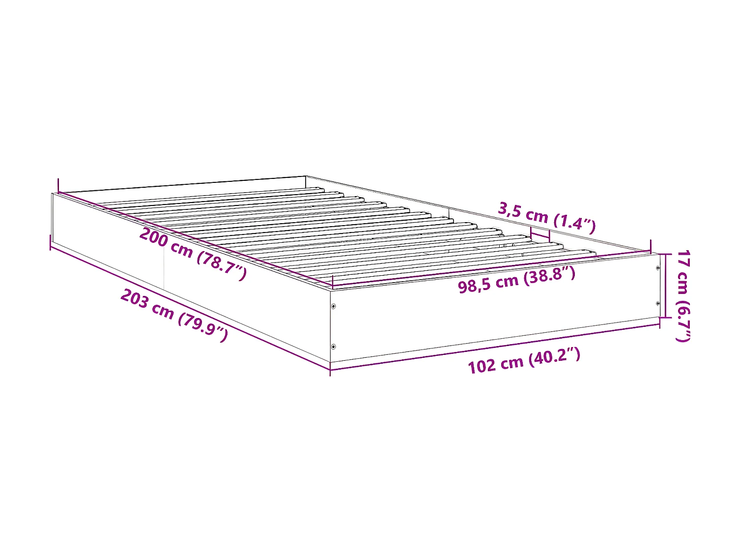 Cadre de lit sonoma gris 100x200 bois d'ingénierie