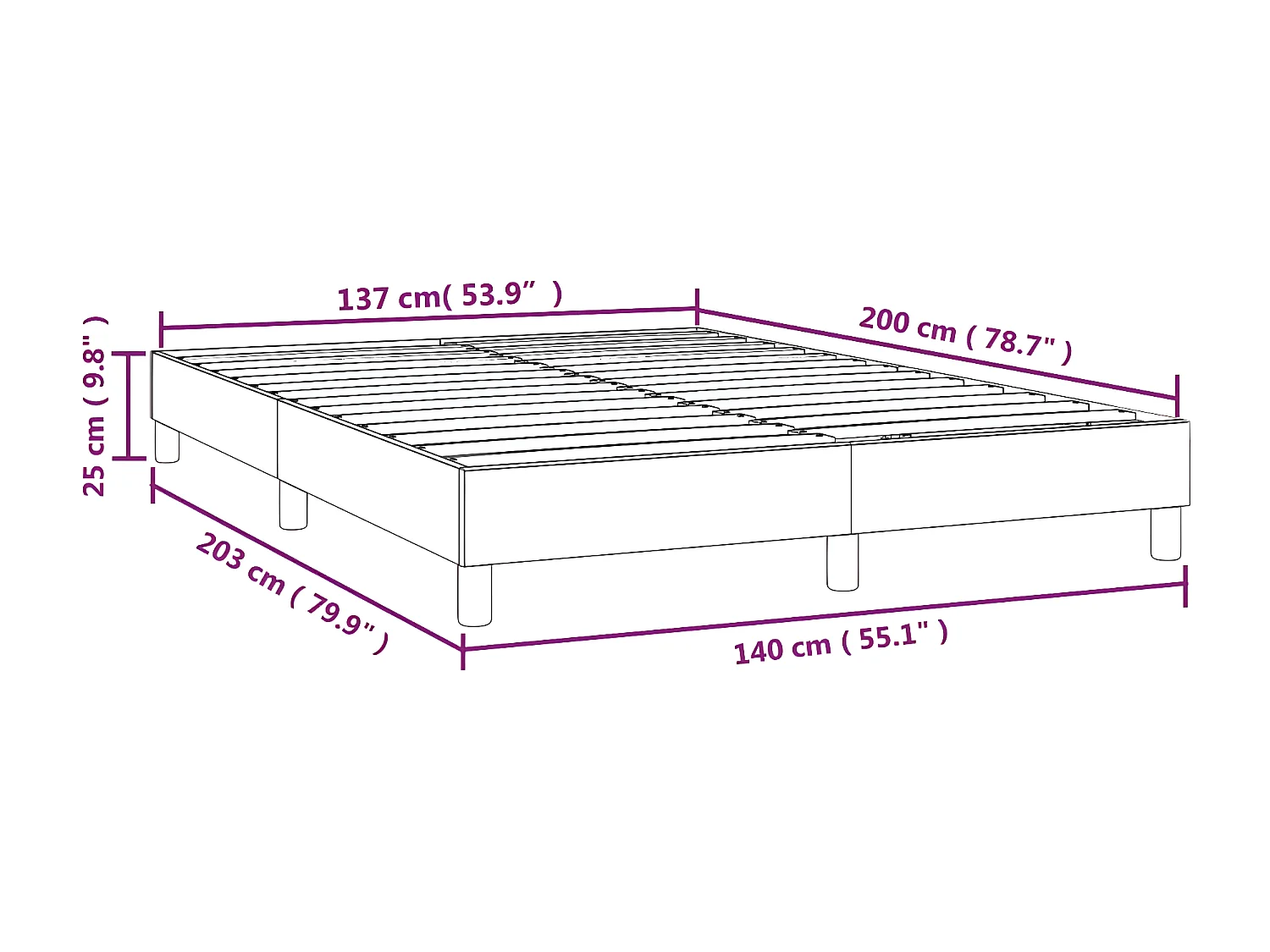 Cadre de lit Blanc 140x200 Similicuir