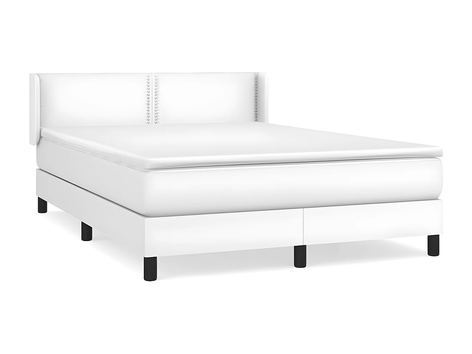 Sommier à lattes de lit avec matelas Blanc 140x190 Similicuir