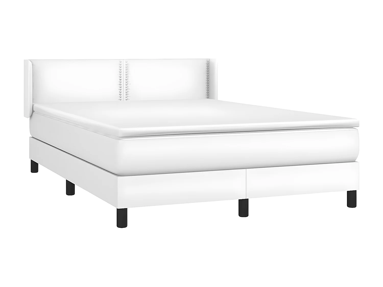 Sommier à lattes de lit avec matelas Blanc 140x190 Similicuir