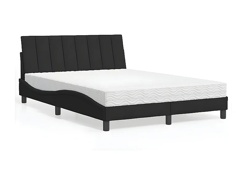 Lit avec matelas noir 140x200 velours