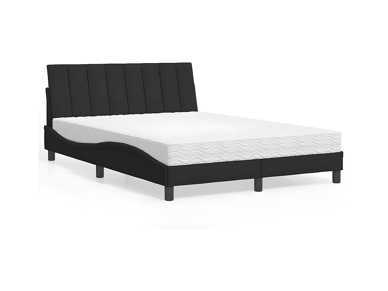 Lit avec matelas noir 140x200 velours