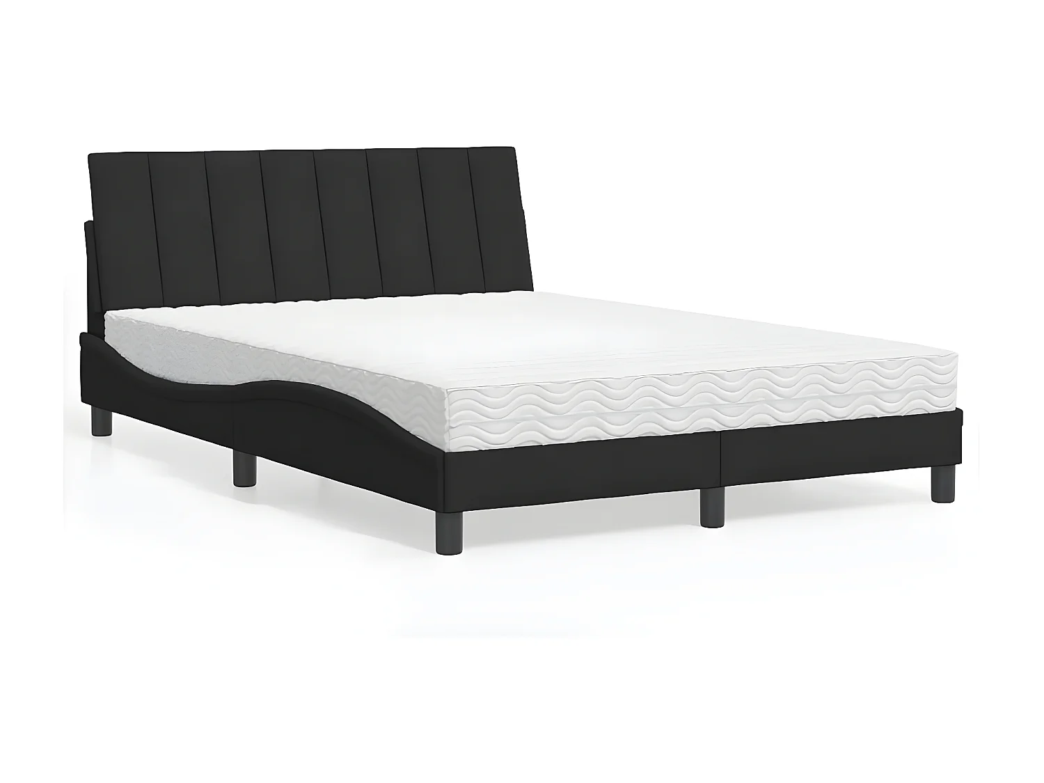 Lit avec matelas noir 140x200 velours