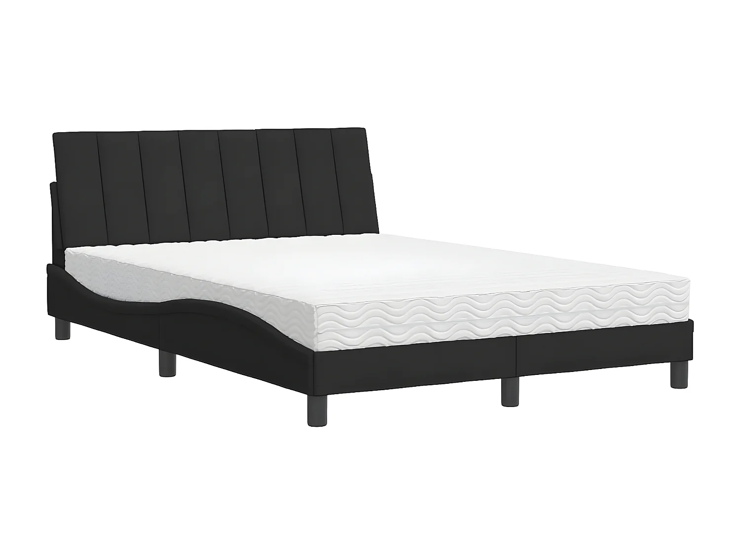Lit avec matelas noir 140x200 velours