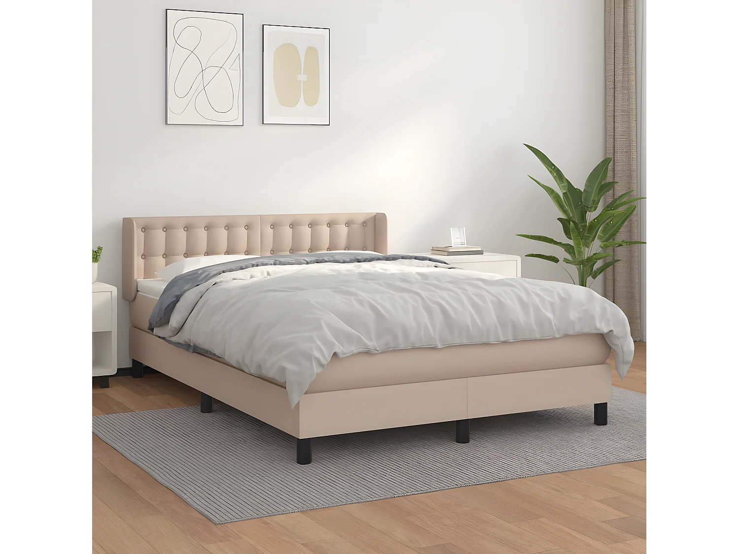 Sommier à lattes de lit avec matelas Cappuccino 140x190
