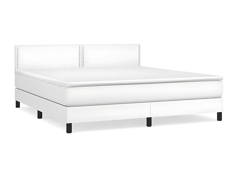 Sommier à lattes de lit avec matelas Blanc 180x200 Similicuir