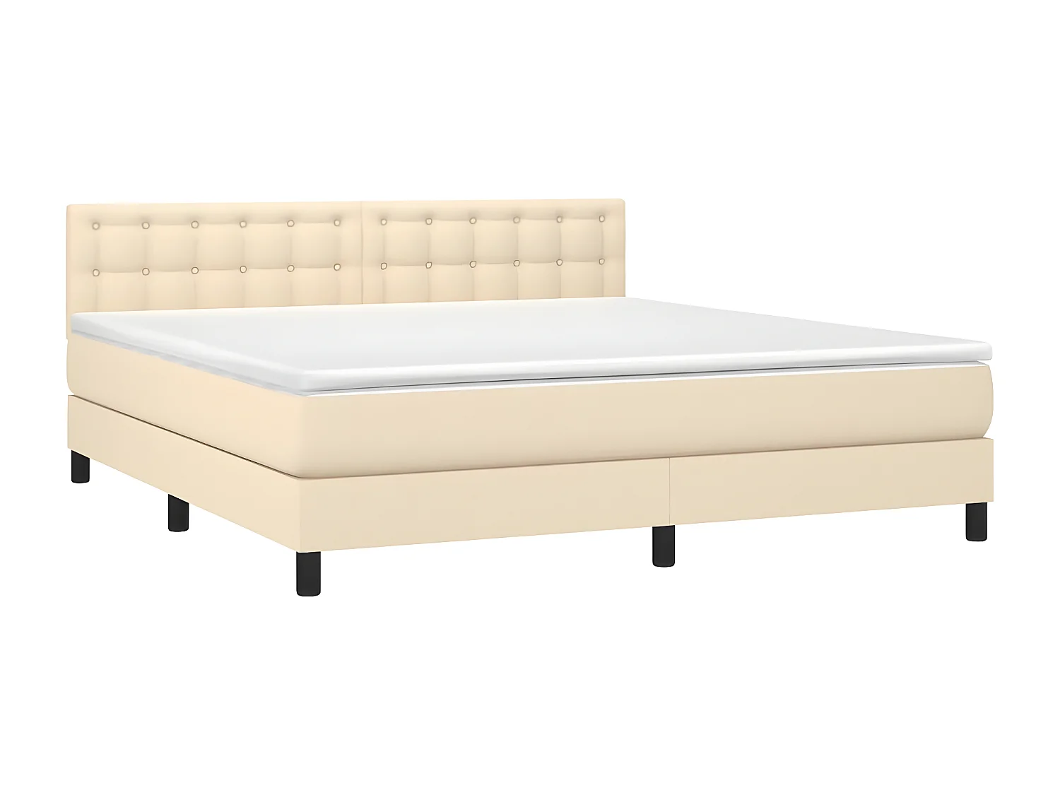 Sommier à lattes de lit avec matelas LED Crème 180x200 Tissu