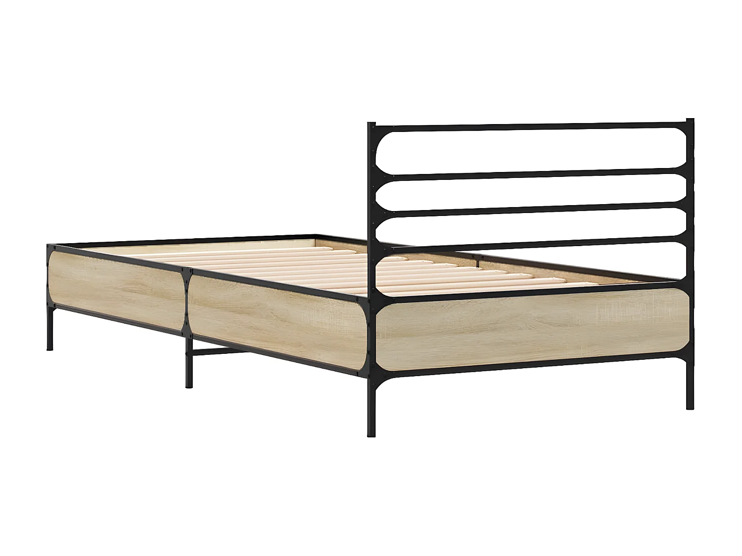Cadre de lit chêne sonoma 75x190 bois d'ingénierie et métal