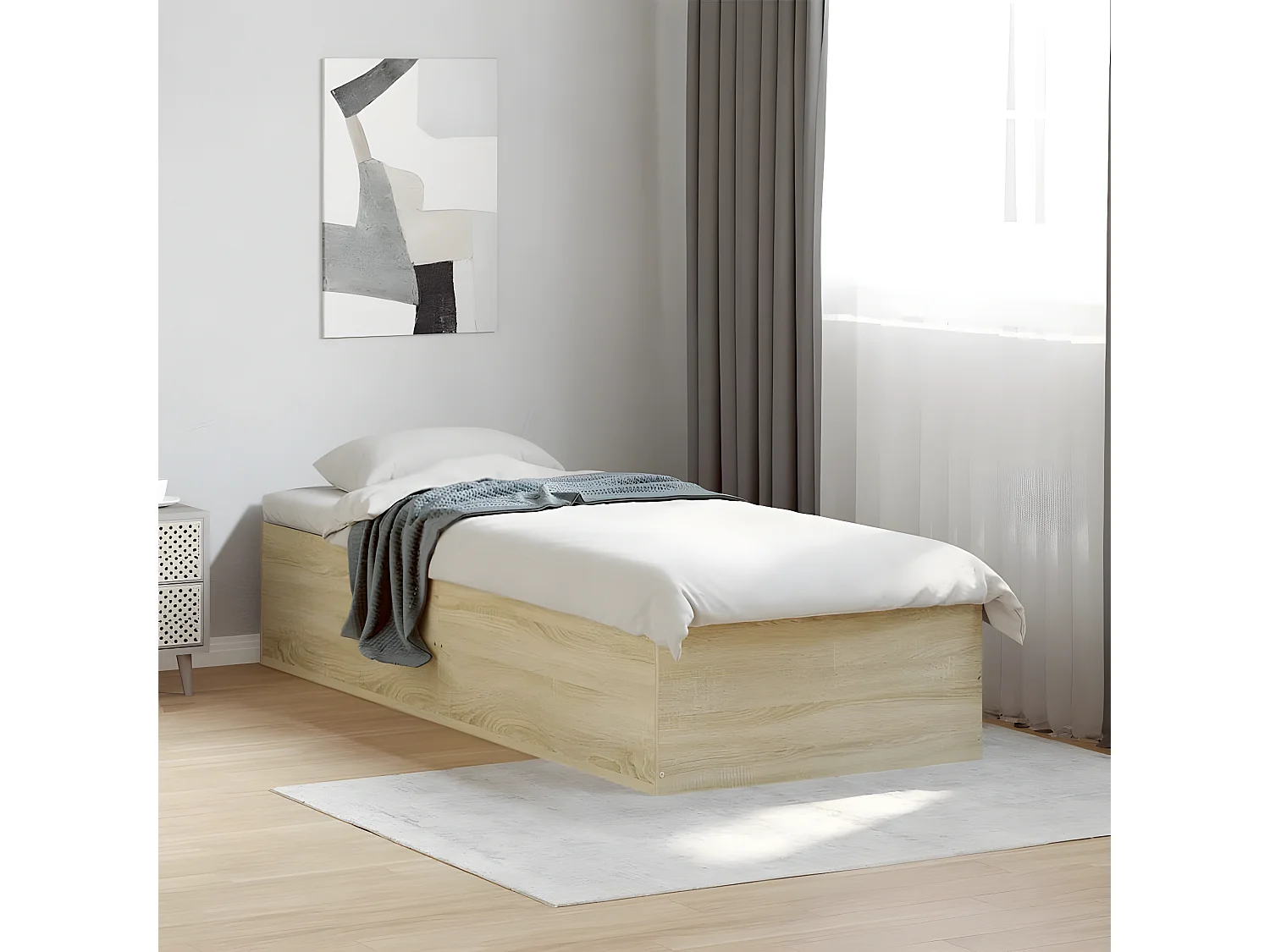 Cadre de lit chêne sonoma 75x190 bois d'ingénierie