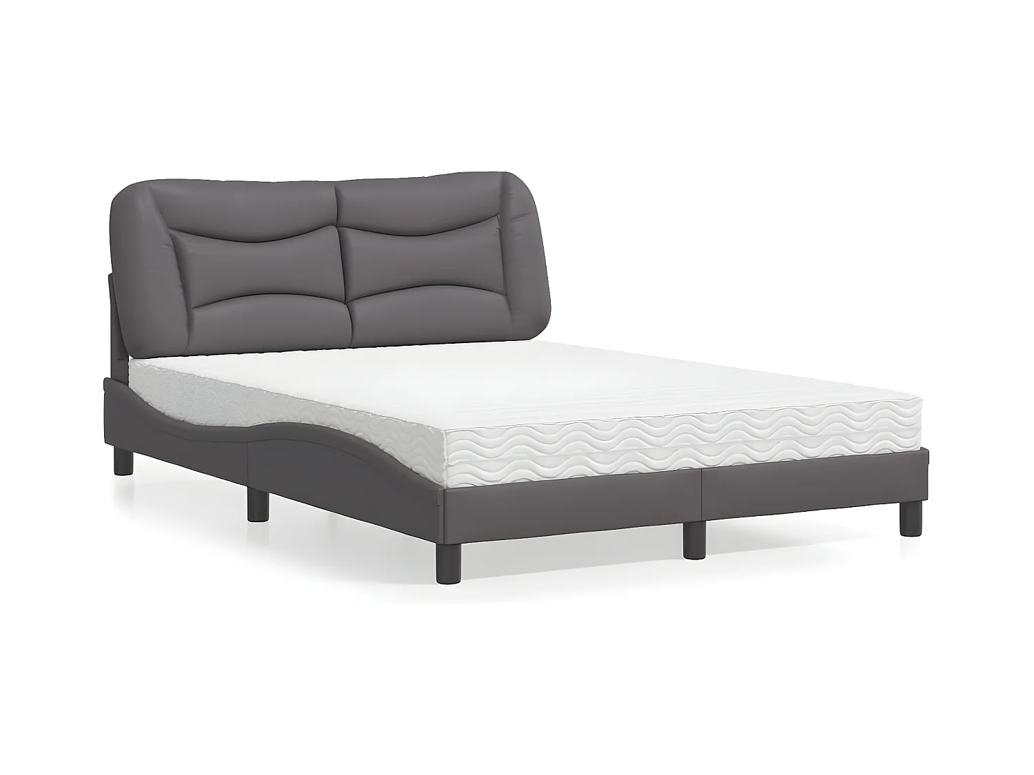 Lit avec matelas gris 140x200 similicuir