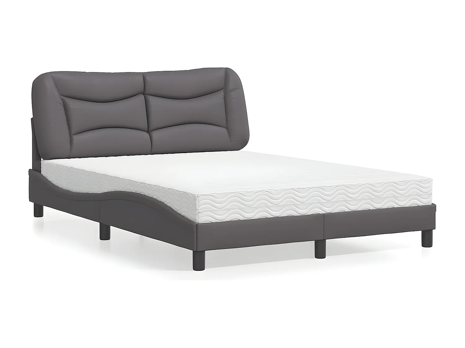 Lit avec matelas gris 140x200 similicuir
