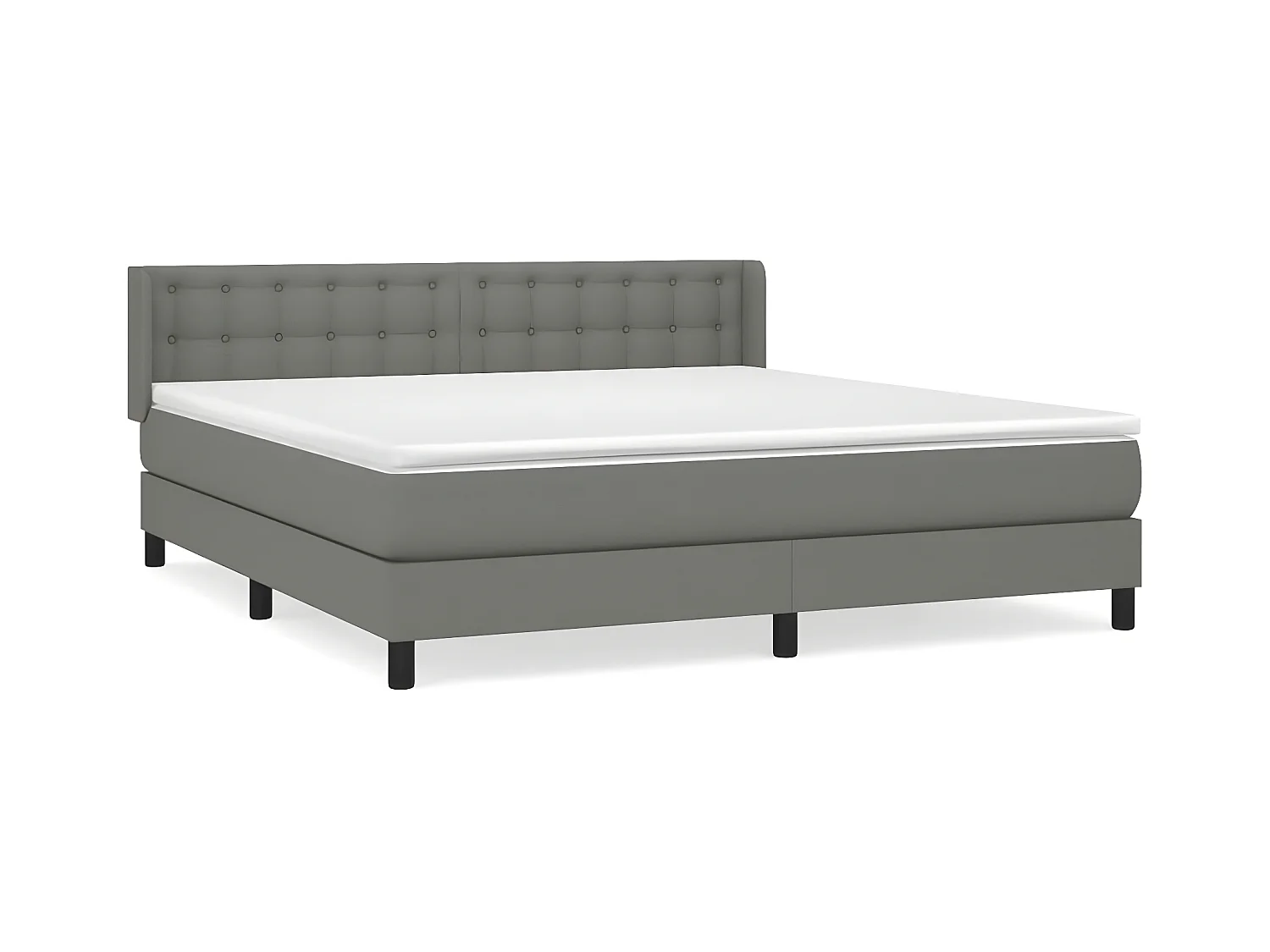 Sommier à lattes de lit avec matelas Gris foncé 180x200 Tissu