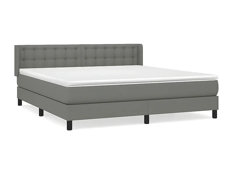Sommier à lattes de lit avec matelas Gris foncé 180x200 Tissu