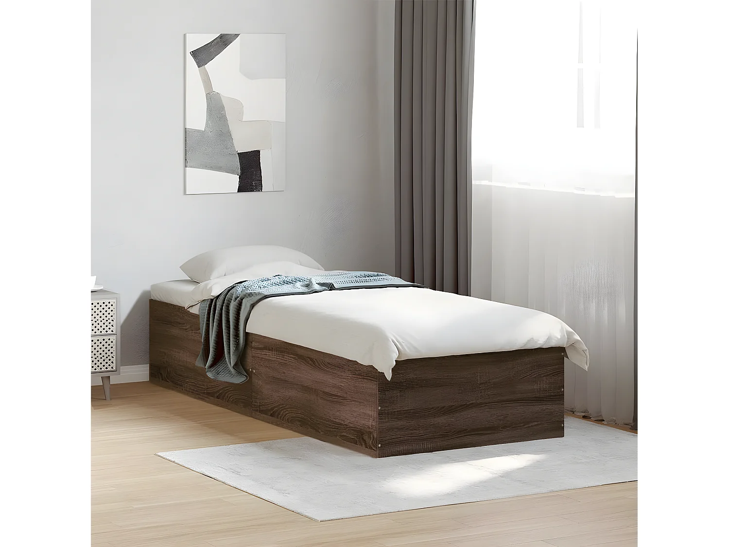 Cadre de lit chêne marron 75x190 bois d'ingénierie