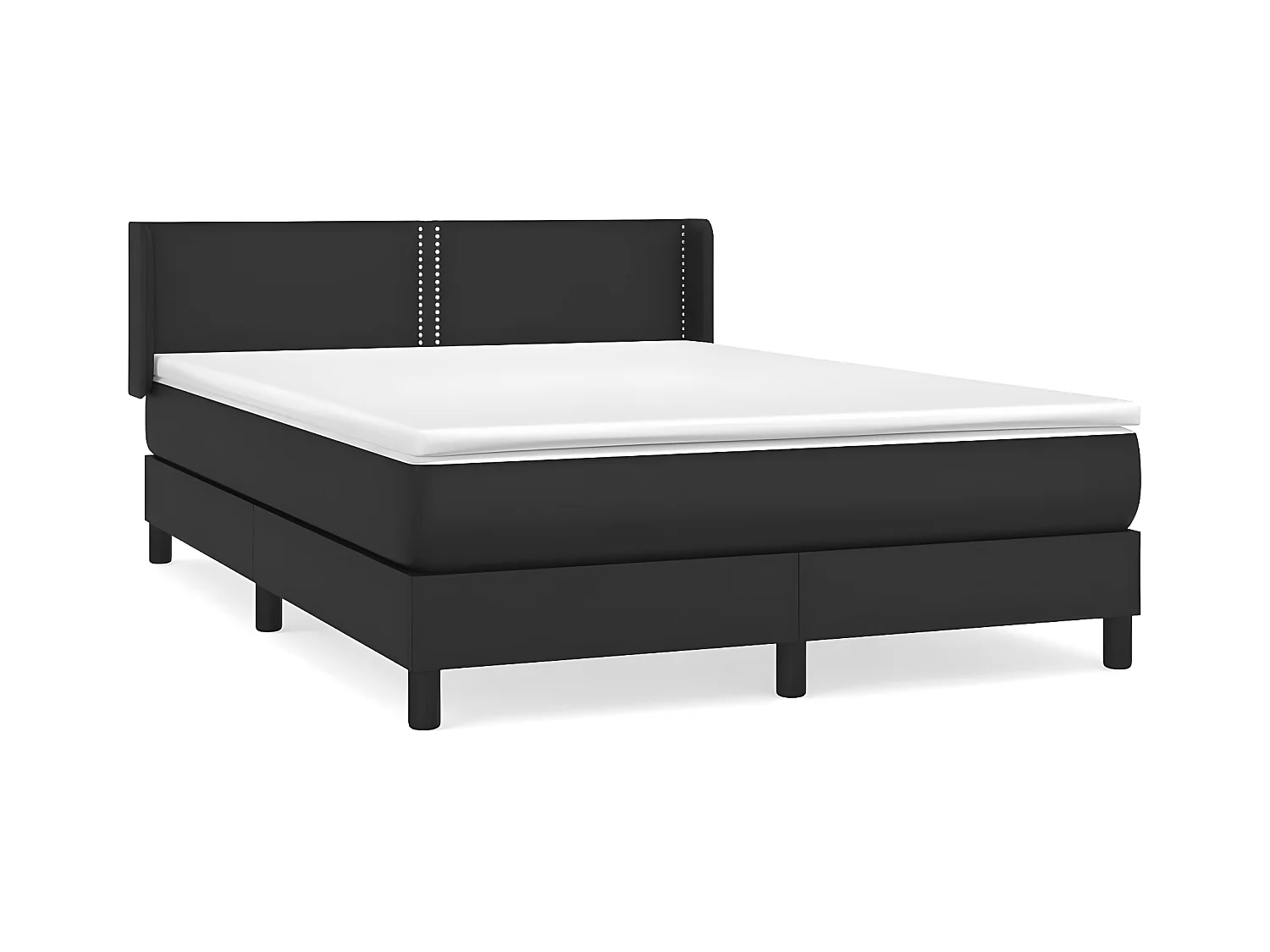 Sommier à lattes de lit avec matelas Noir 140x190 Similicuir