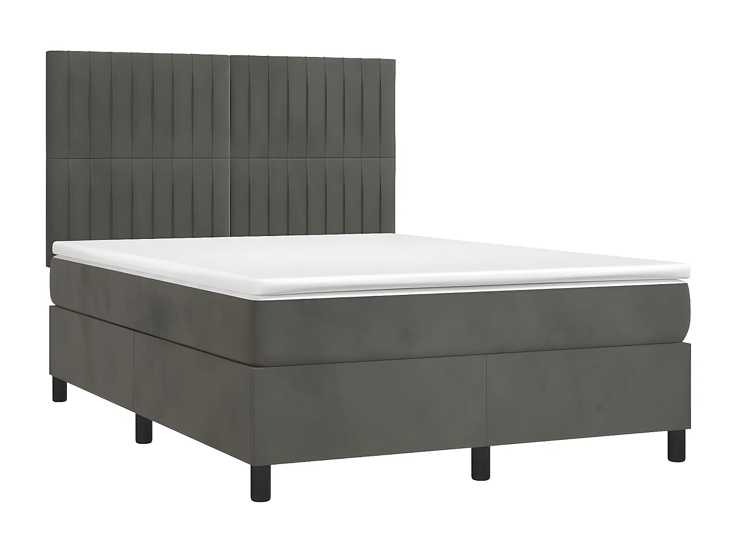 Sommier à lattes de lit avec matelas LED Gris foncé 140x200