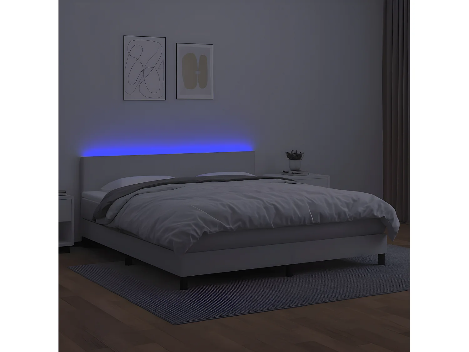 Sommier à lattes de lit avec matelas et LED Blanc 180x200
