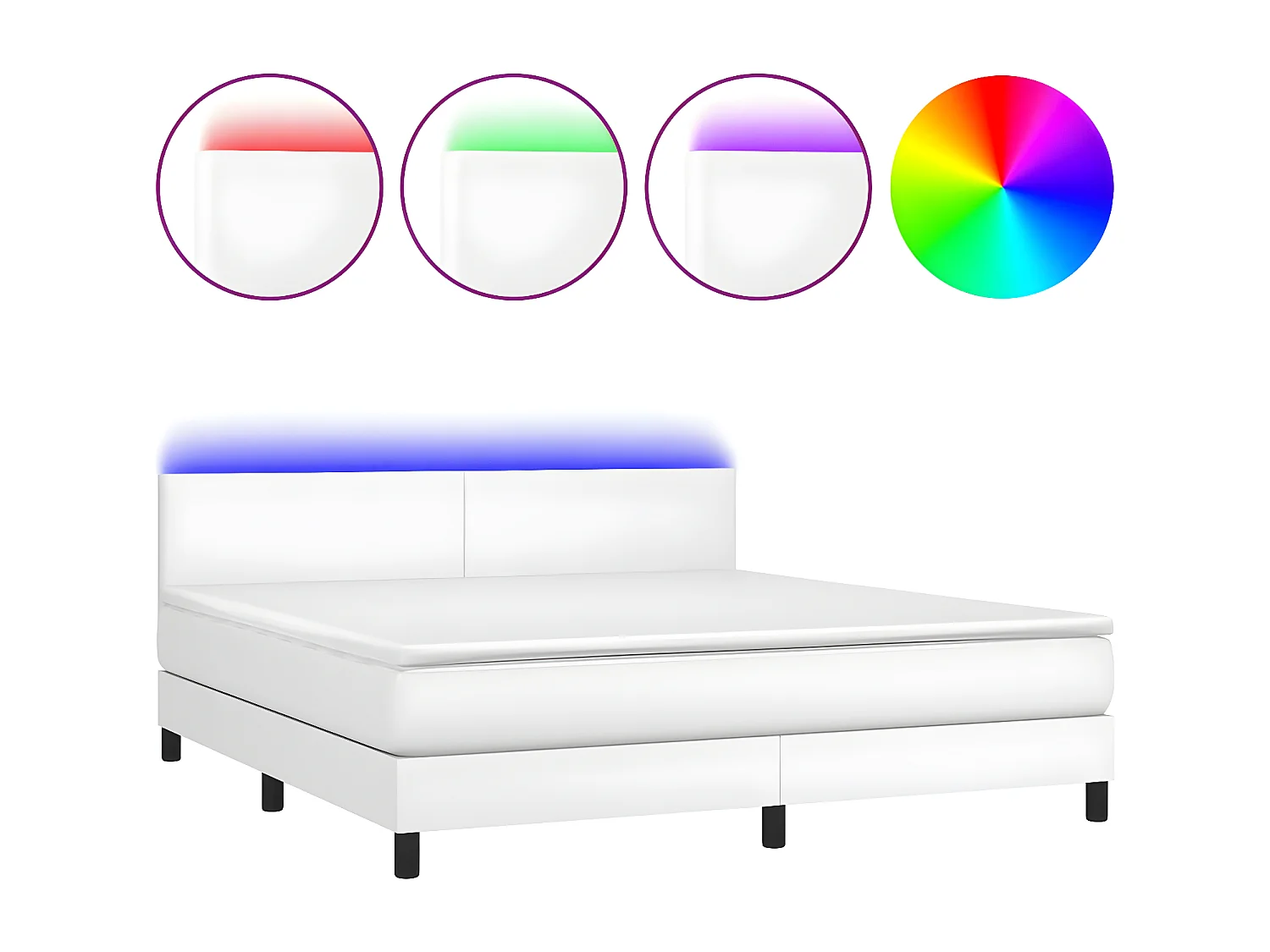 Sommier à lattes de lit avec matelas et LED Blanc 180x200