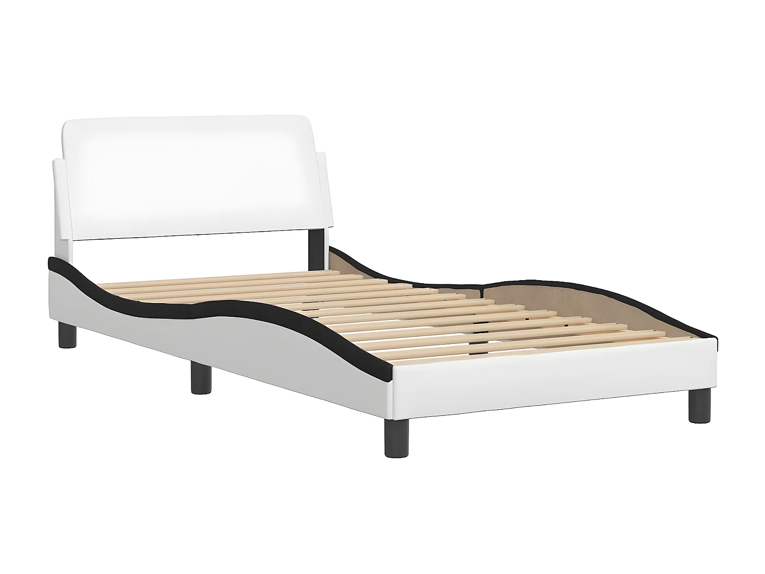 Lit avec matelas blanc et noir 100x200 similicuir