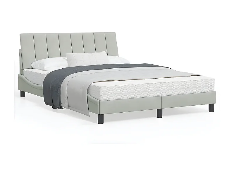 Lit avec matelas gris clair 120x200 velours