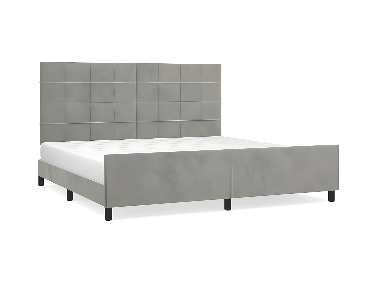 Cadre de lit avec tête de lit Gris clair 200x200 Velours