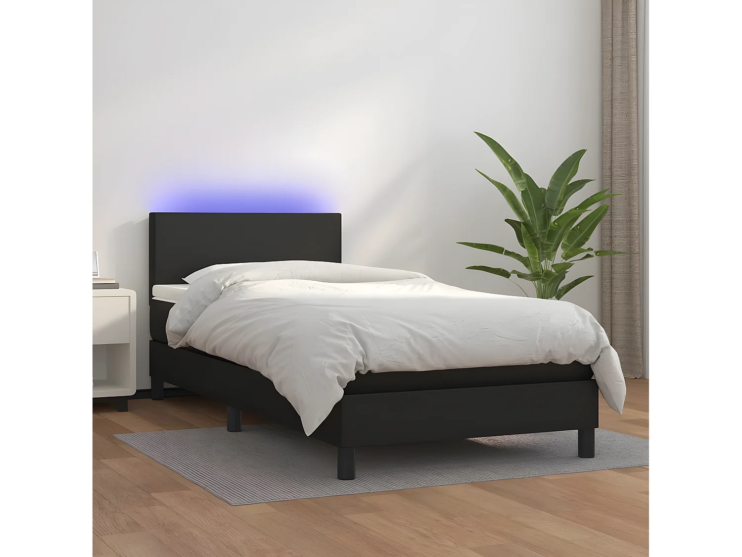 Sommier à lattes de lit avec matelas et LED Noir 100x200