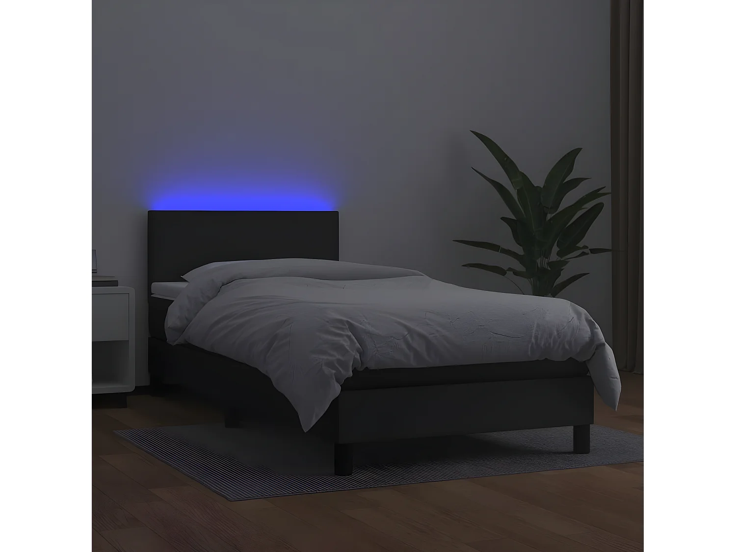 Sommier à lattes de lit avec matelas et LED Noir 100x200