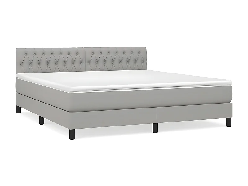 Sommier à lattes de lit avec matelas Gris clair 180x200 Tissu