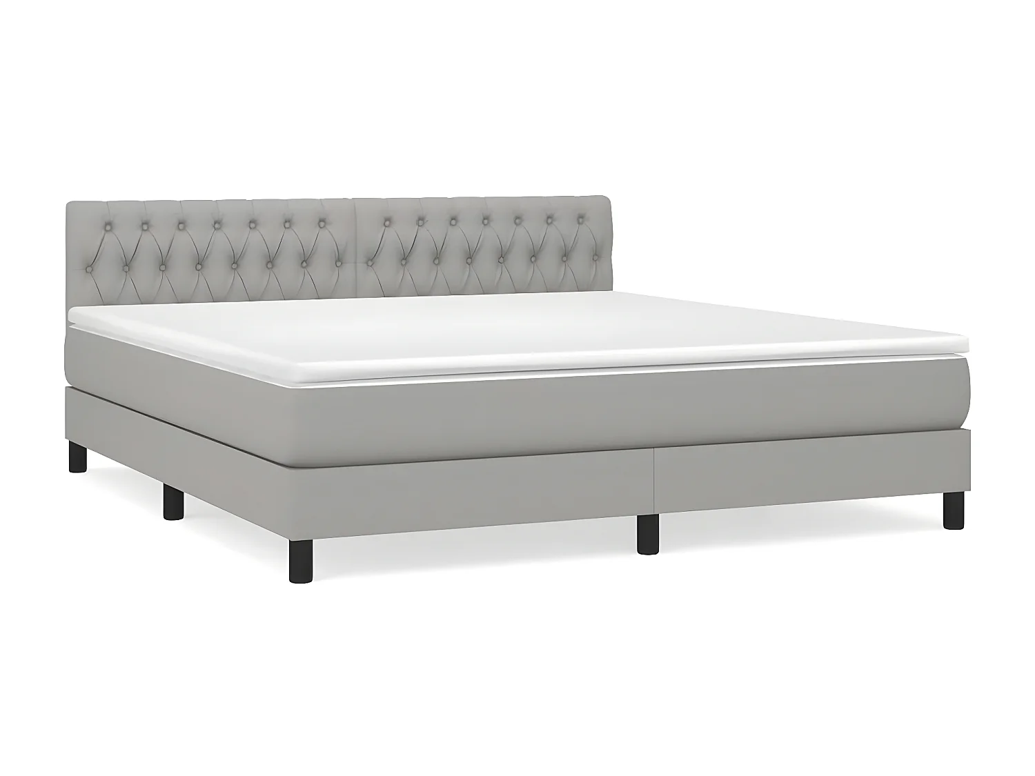 vidaXL Cama box spring con colchón tela gris claro 180x200 cm